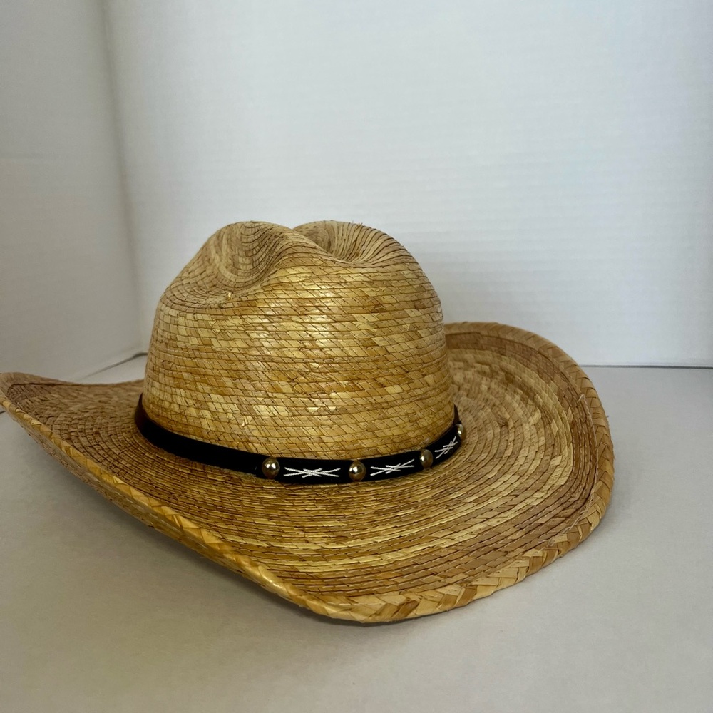 Straw Cowboy Hat with Black Band